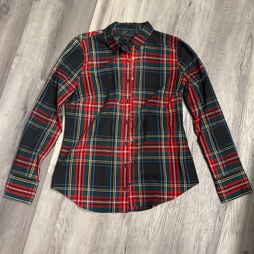 J. Crew Women's Red and green Plaid Blouse